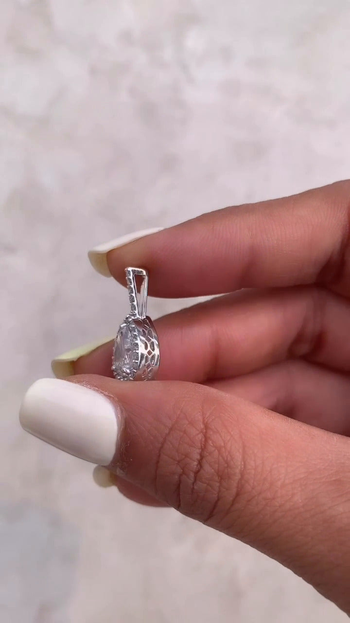 Pear Moissanite Halo Pendant
