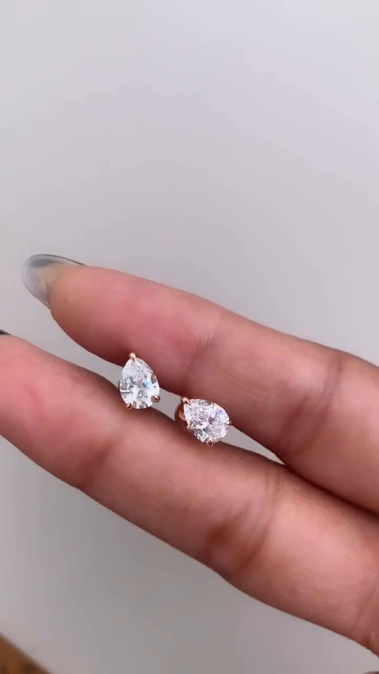 Pear Moissanite Stud Earrings