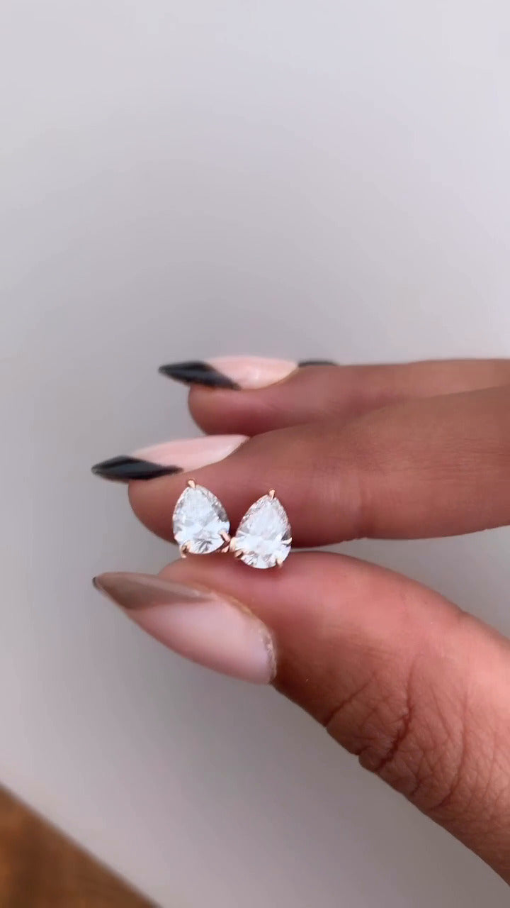 Pear Moissanite Stud Earrings