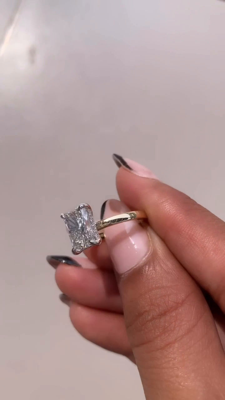 Penelope Radiant Hidden Halo Moissanite Engagement Ring