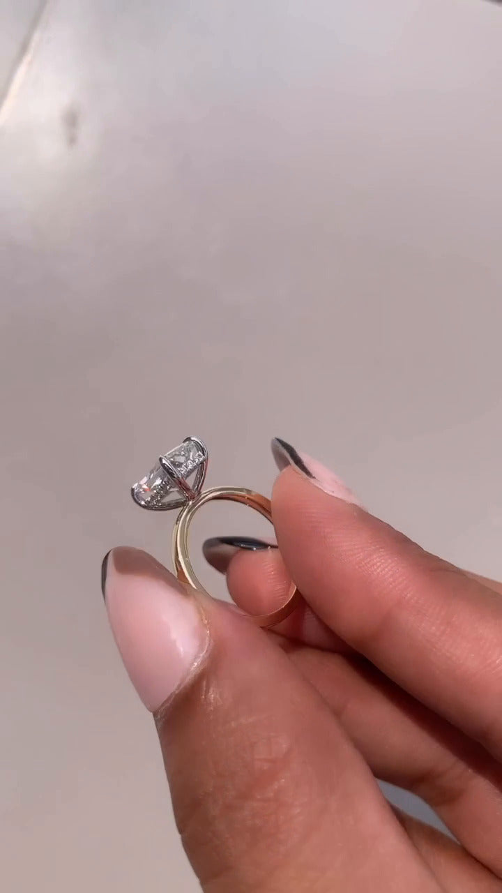 Penelope Radiant Hidden Halo Moissanite Engagement Ring