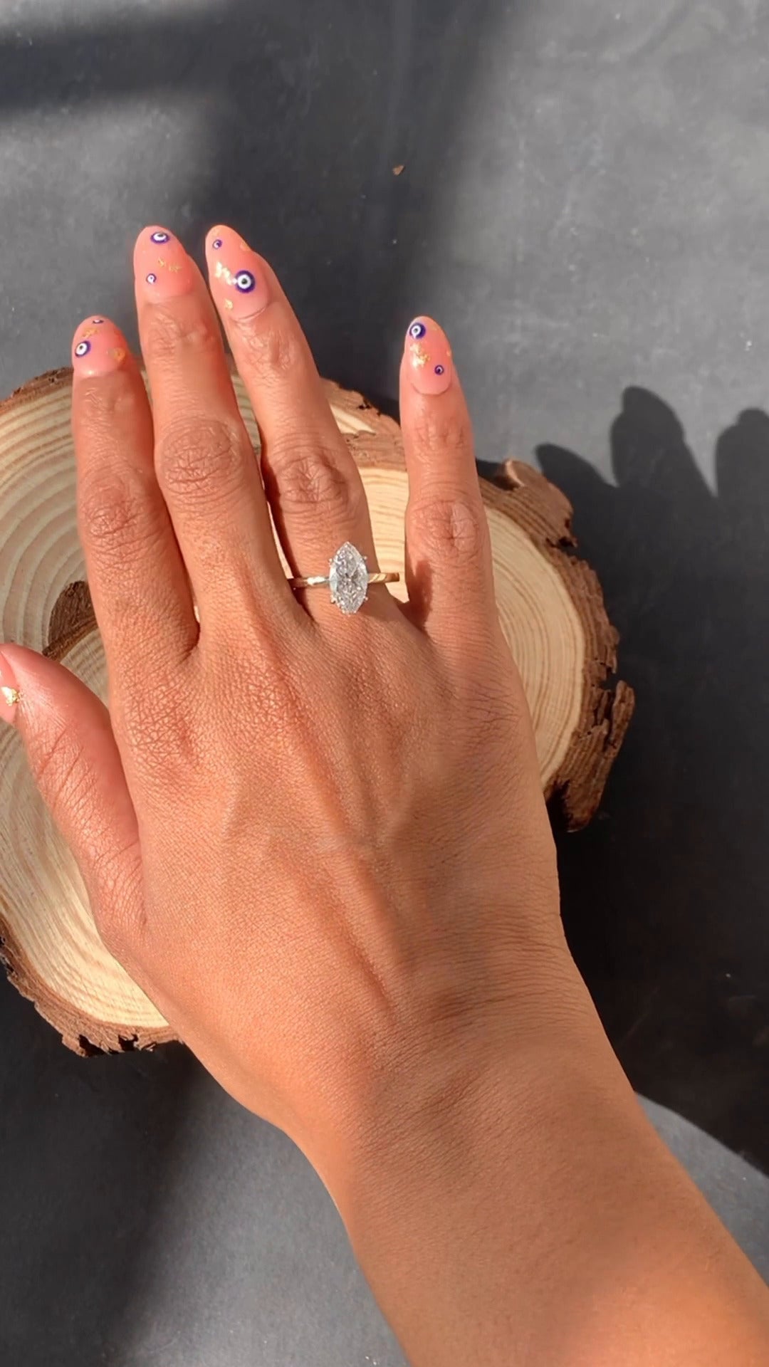 Penelope Two Tone Marquise Hidden Halo Moissanite Engagement Ring