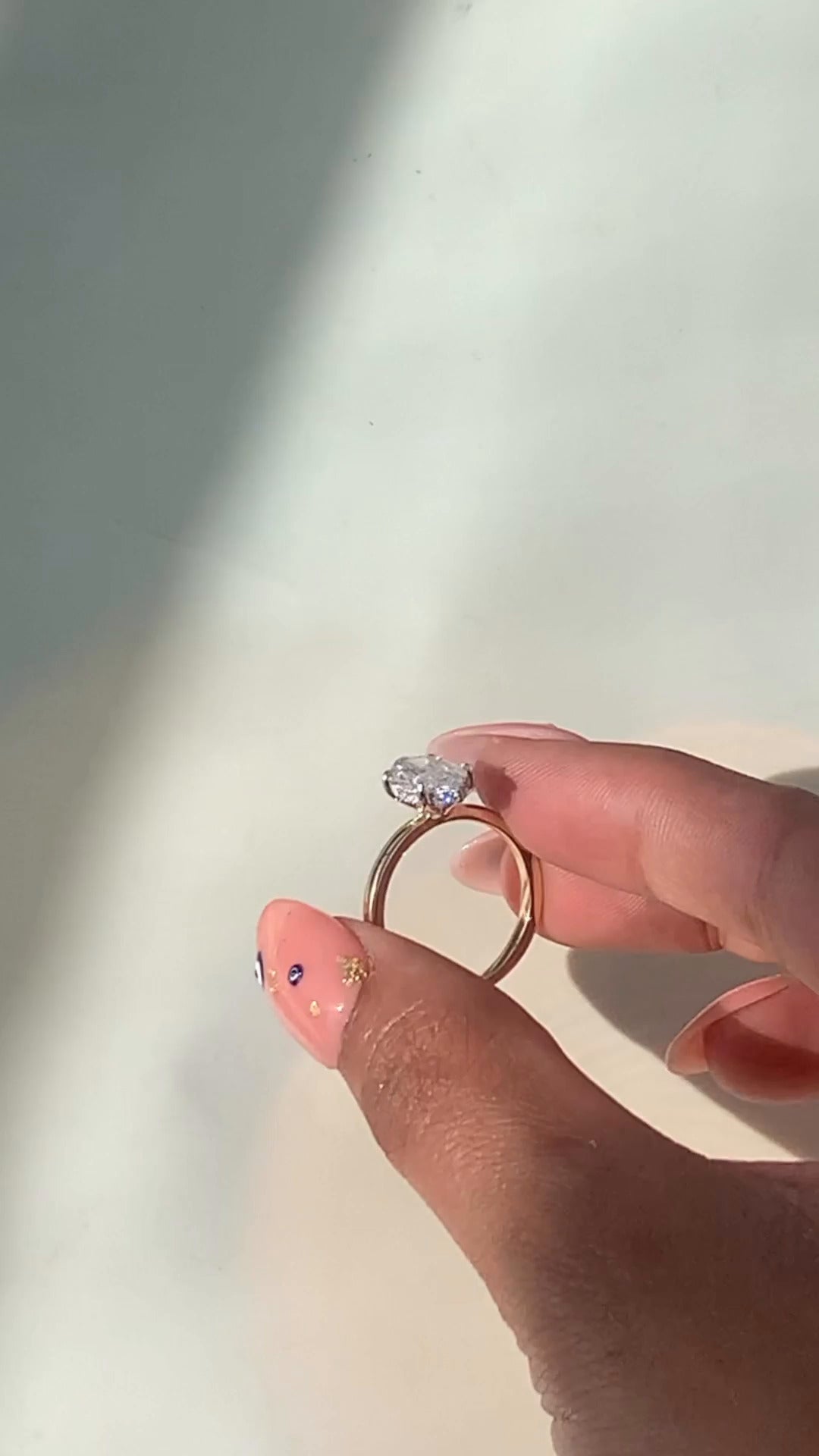 Penelope Two Tone Marquise Hidden Halo Moissanite Engagement Ring