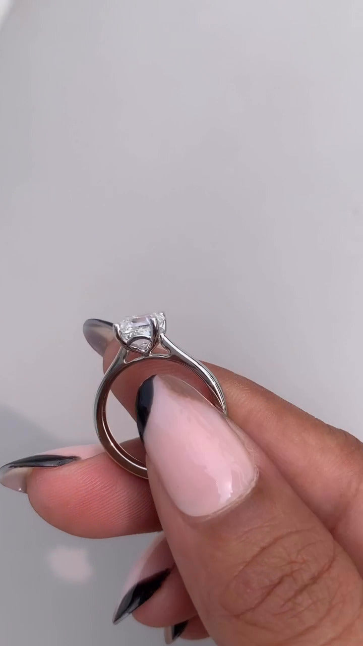 Peony Asscher Solitaire Moissanite Engagement Ring