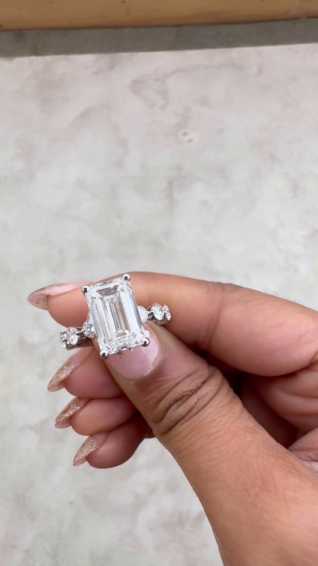 Philippa Emerald Unique Moissanite Engagement Ring