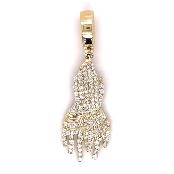 2.50 CT Moissanite Iced Out Praying Hands Drip Pendant