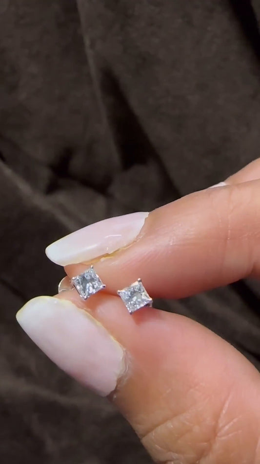 Princess Moissanite Stud Earrings