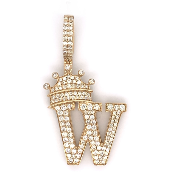1.30 CT Moissanite Iced Out Letter "W" King Crown Pendant