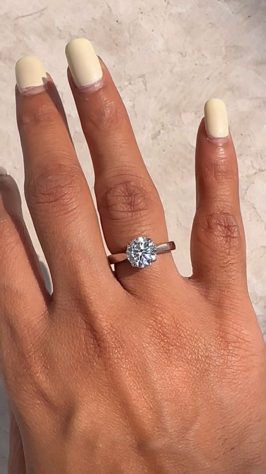 Rosey Round Solitaire Moissanite Engagement Ring