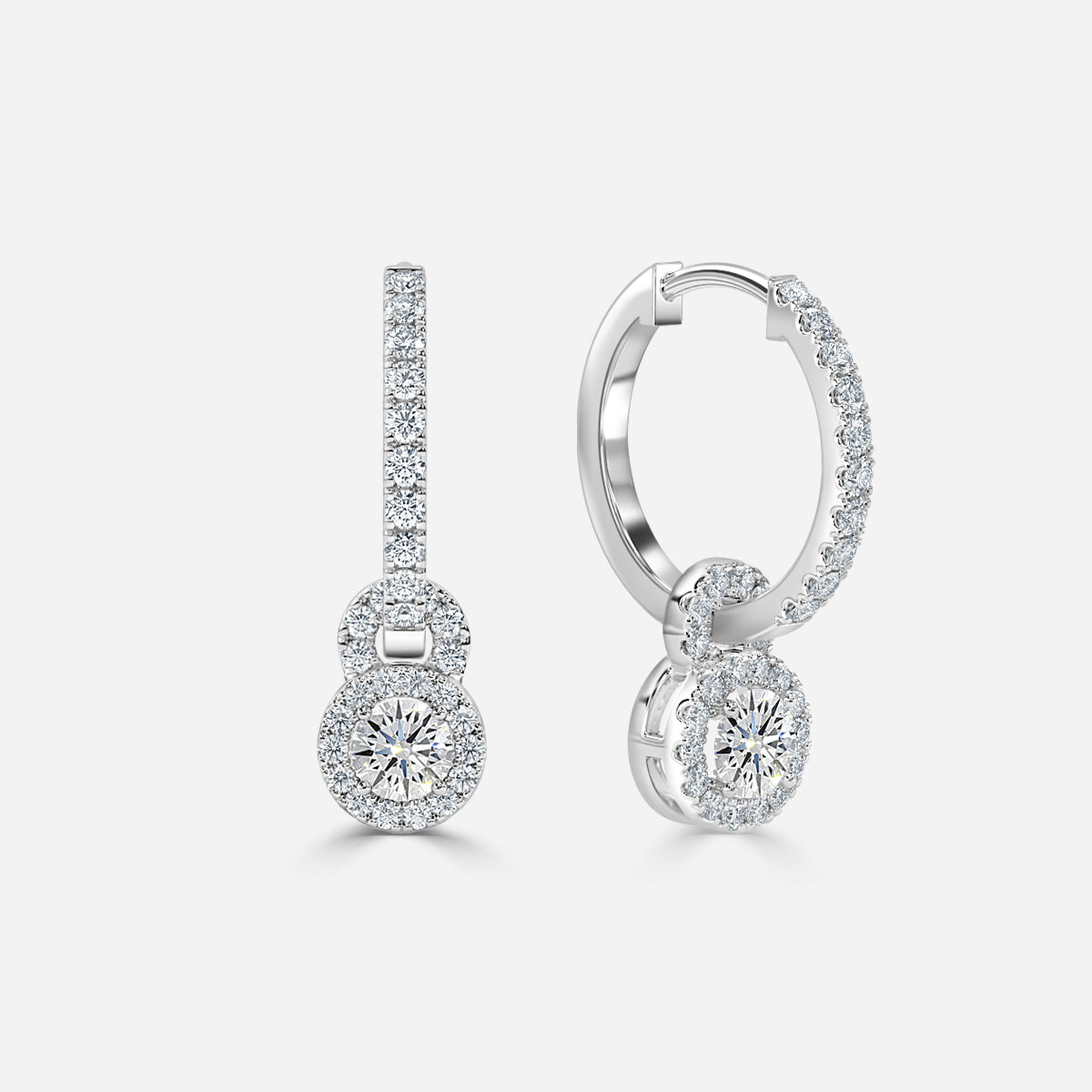 Round Moissanite Halo and Drops Earring