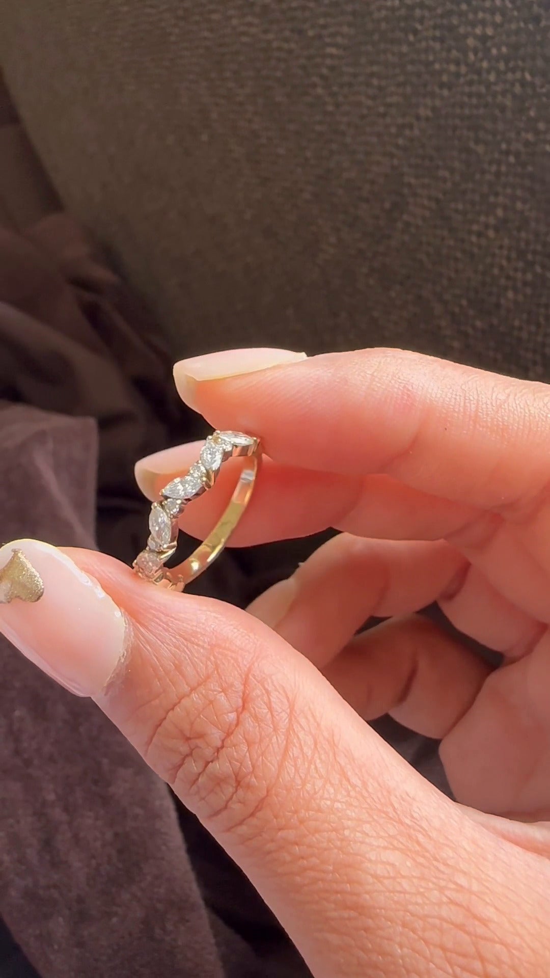 Round And Marquise Stackable Ring