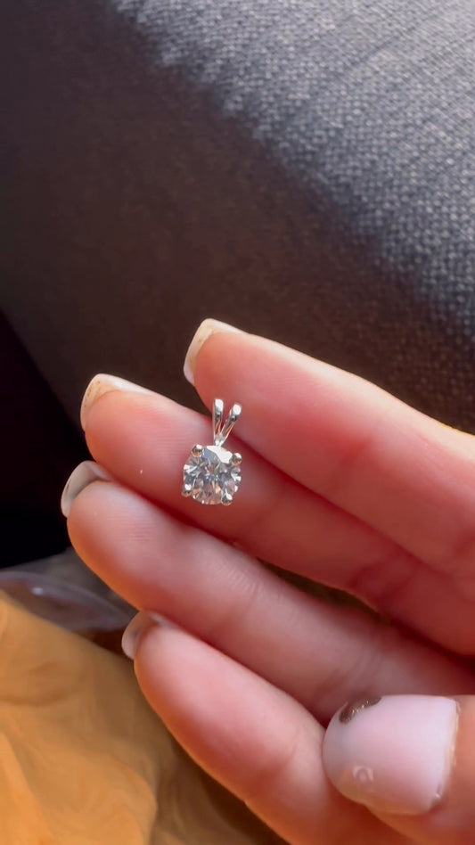 Round Cut Four Prong Solitaire Pendant
