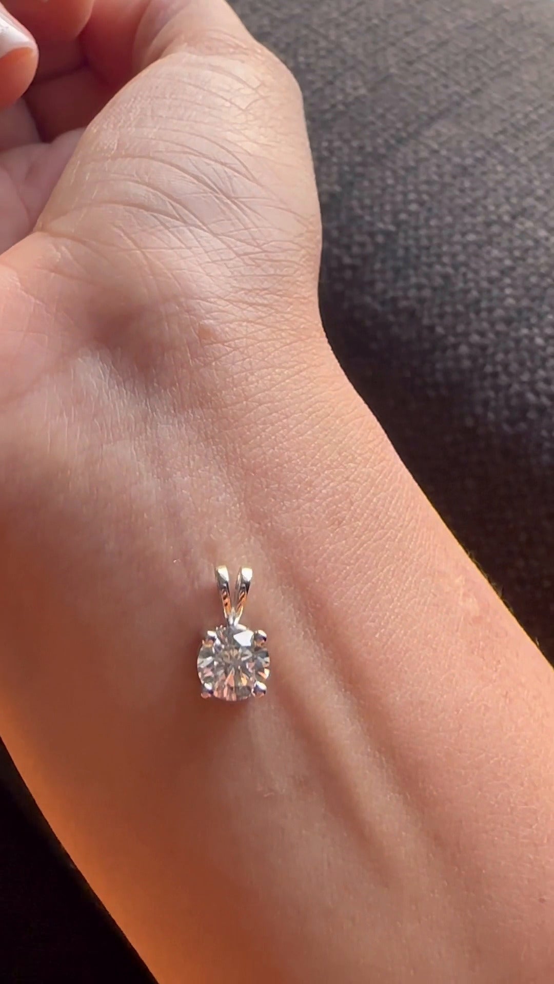 Round Cut Four Prong Solitaire Pendant