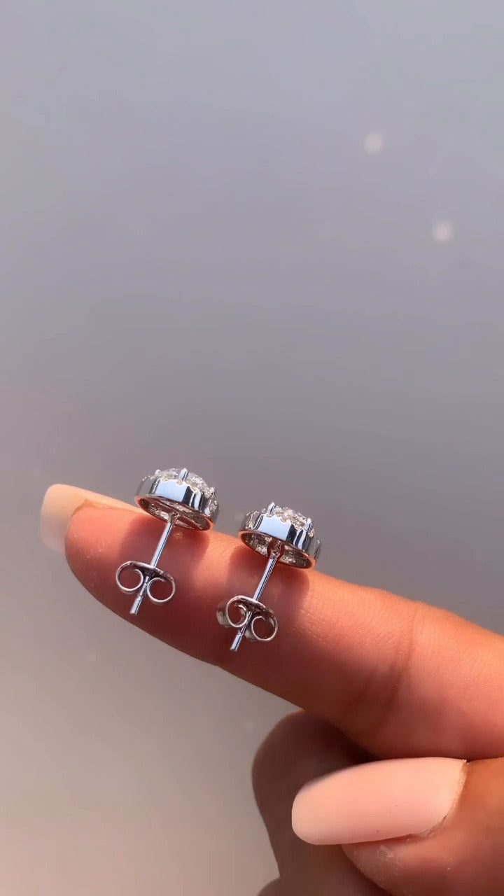 Round Moissanite Halo Earrings