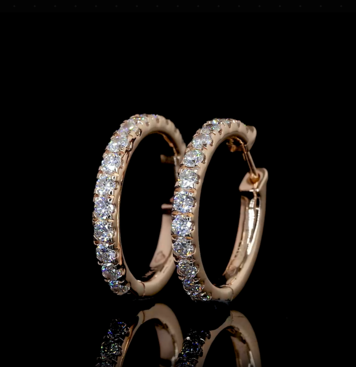 Trendy Round Moissanite Hoop Earrings