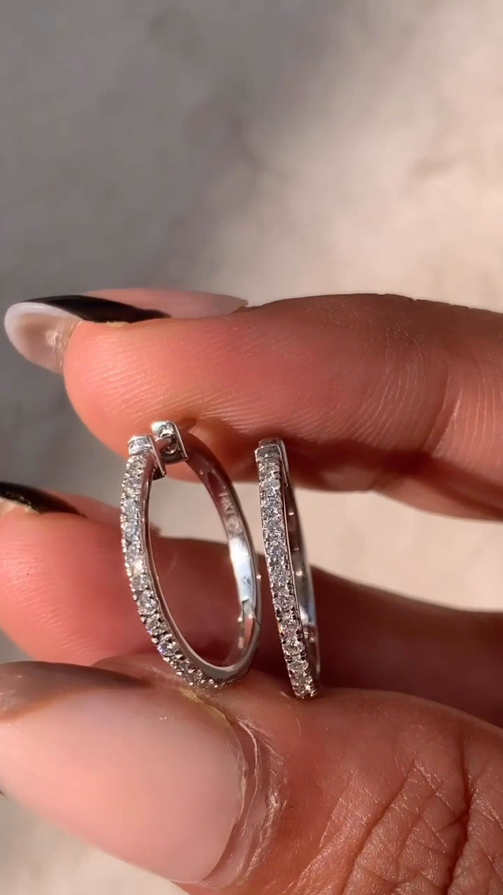 Round Moissanite Hoop Earrings