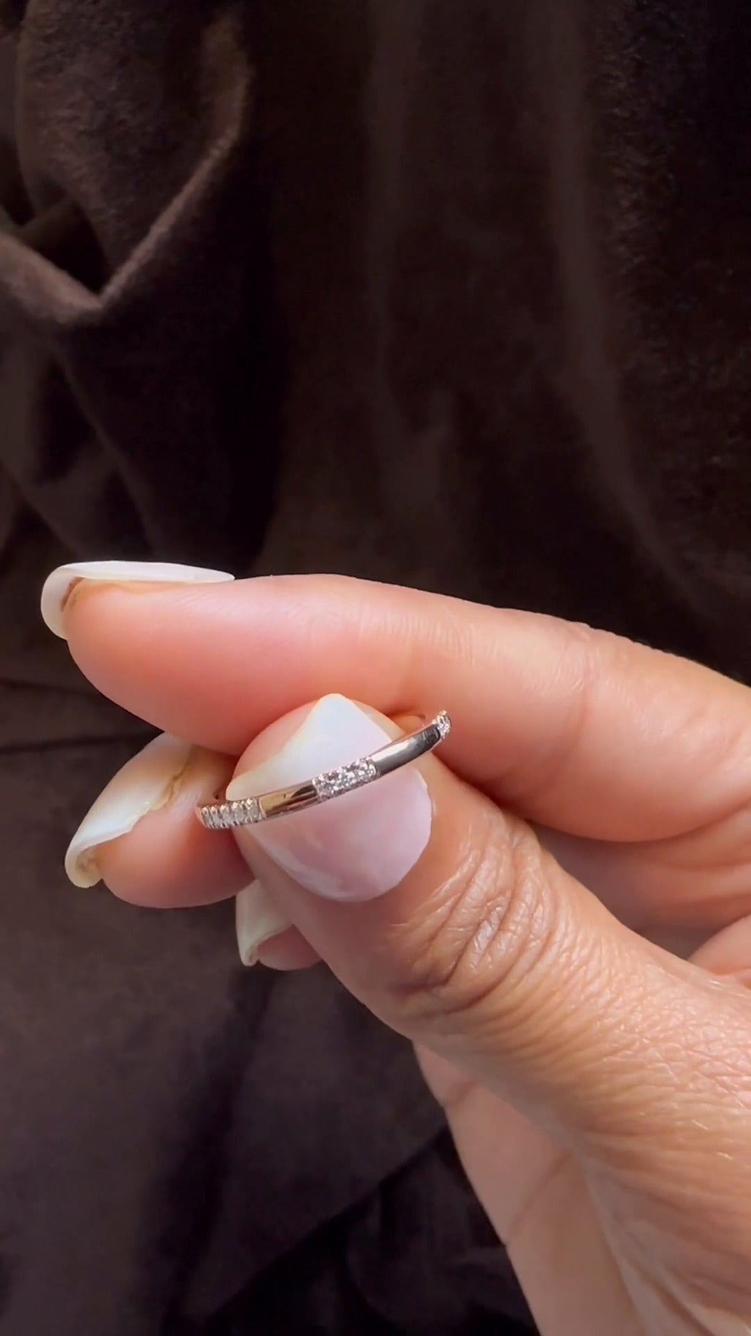 Round Moissanite Pave Wedding Ring