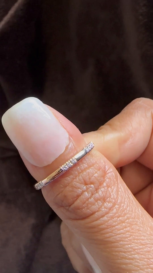 Round Moissanite Pave Wedding Ring