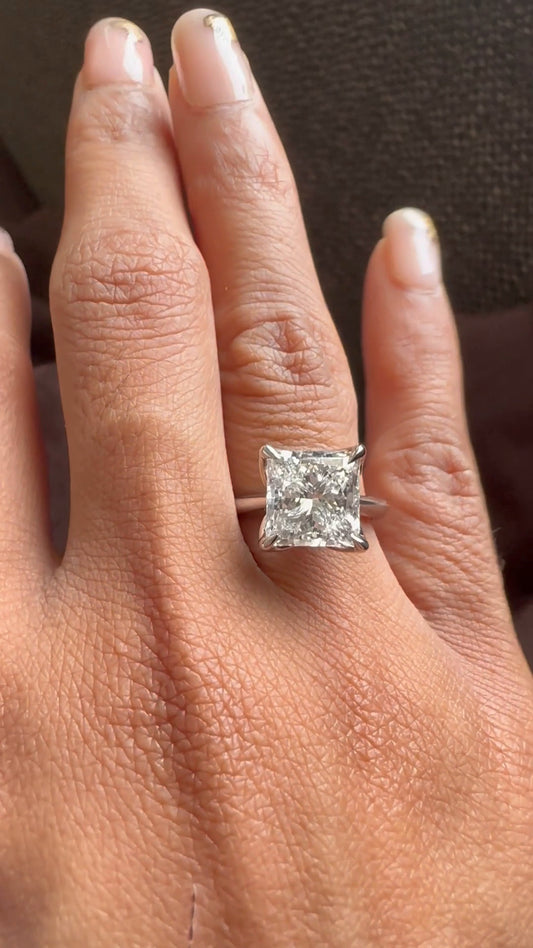 Saffron Princess Hidden Halo Moissanite Engagement Ring