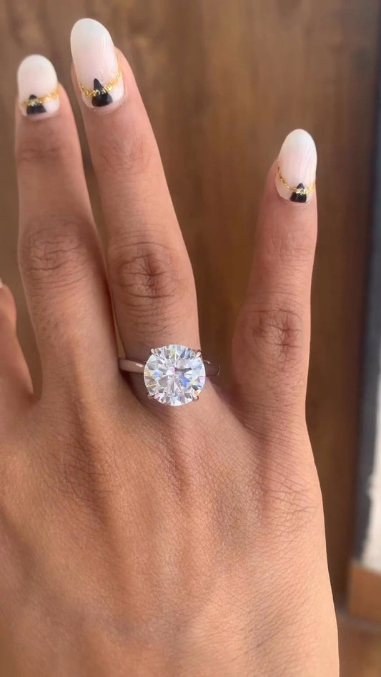 Saffron Round Hidden Halo Moissanite Engagement Ring