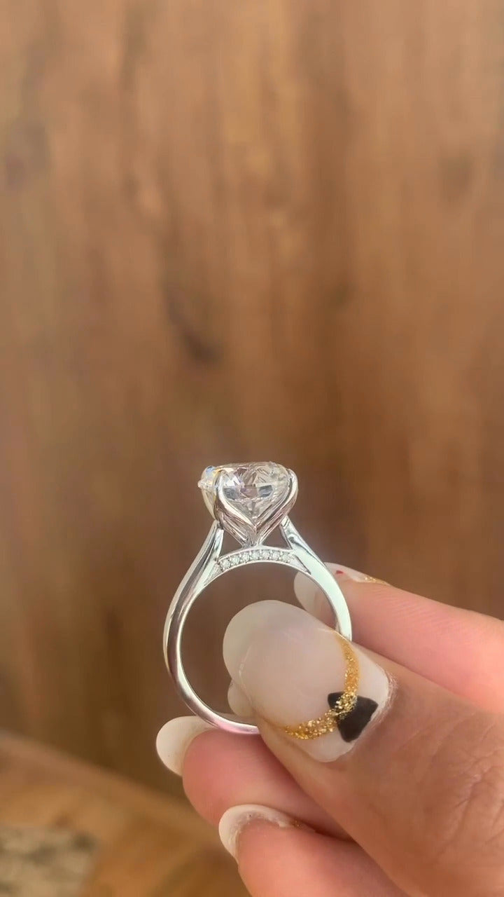 Saffron Round Hidden Halo Moissanite Engagement Ring
