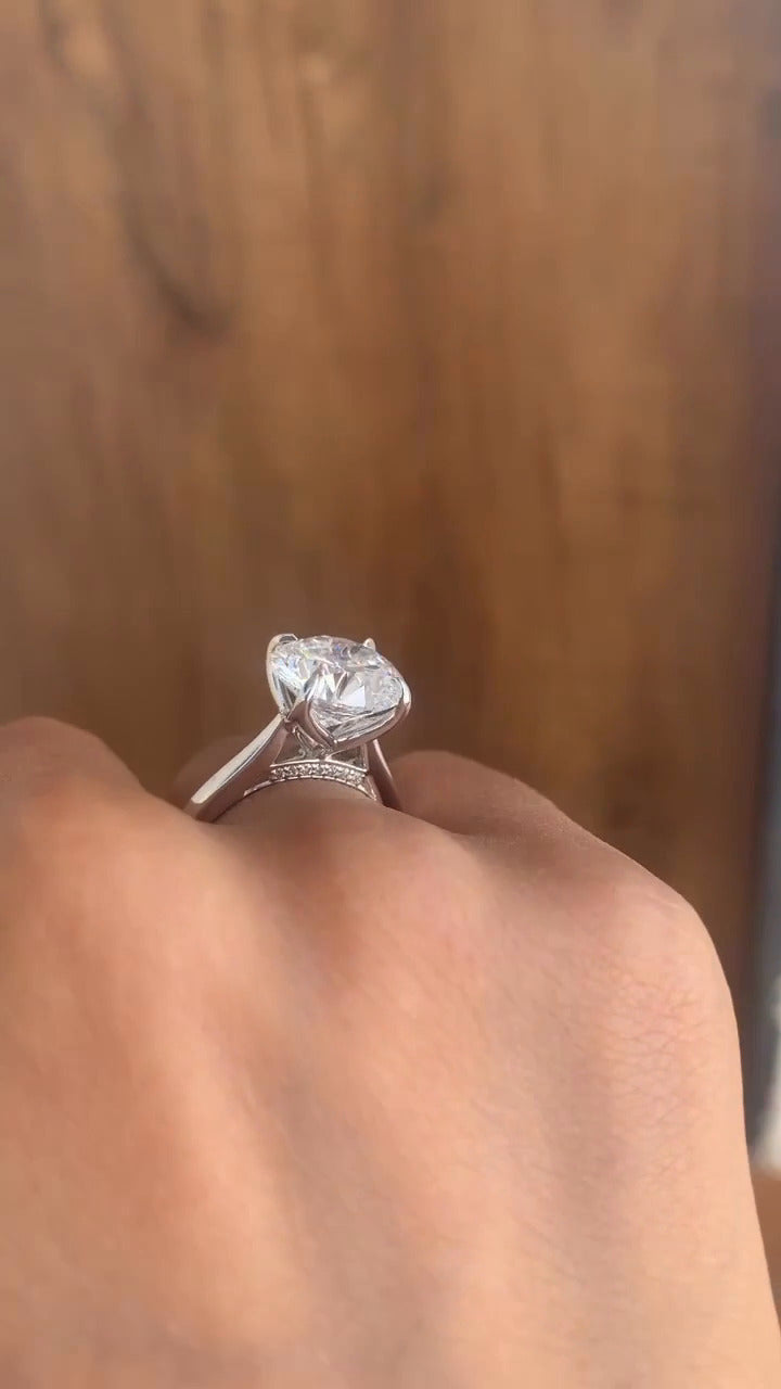 Saffron Round Hidden Halo Moissanite Engagement Ring