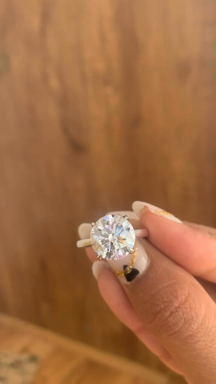 Saffron Round Hidden Halo Moissanite Engagement Ring