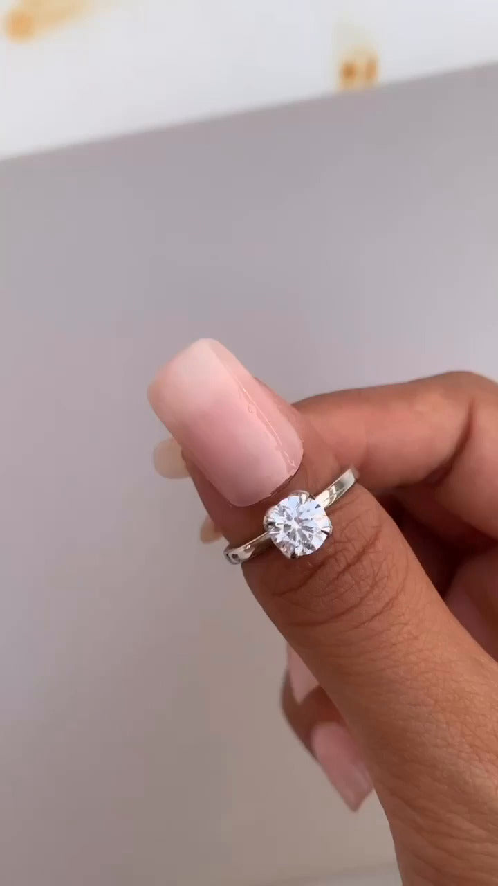 Samira Round Solitaire Moissanite Engagement Ring