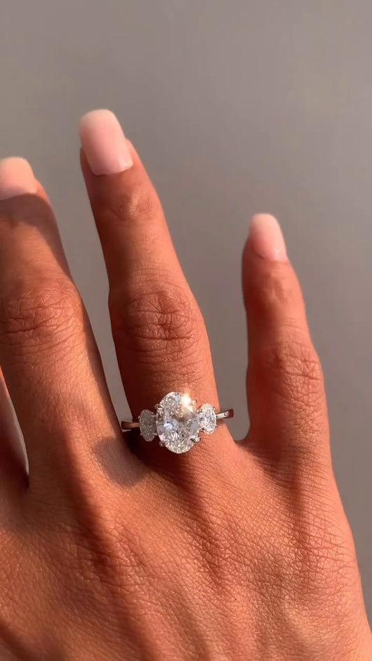 Saskia Oval Three Stone Moissanite Engagement Ring
