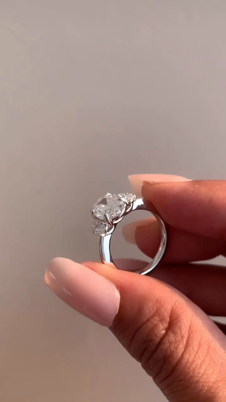 Saskia Oval Three Stone Moissanite Engagement Ring