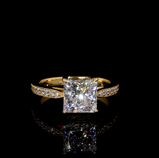 Isolde Princess Diamond Band Moissanite Engagement Ring