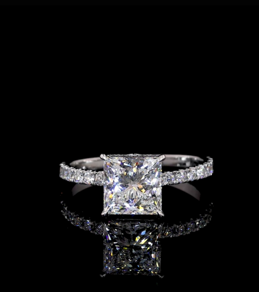 Leandra Princess Hidden Halo Moissanite Engagement Ring