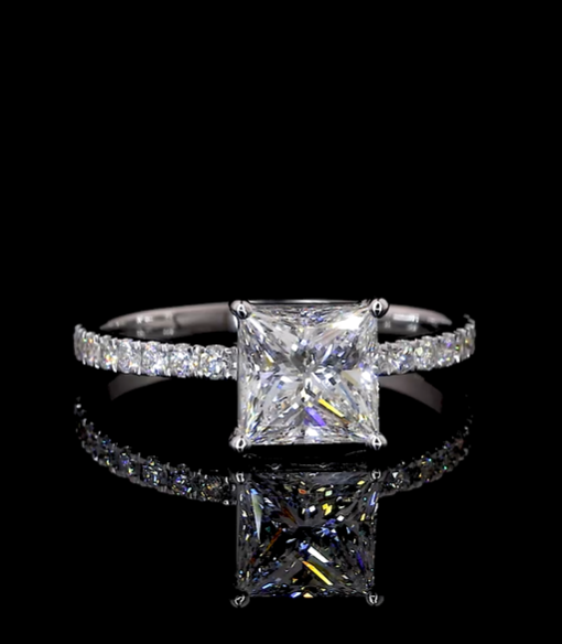 Yati Princess Diamond Band Moissanite Engagement Ring