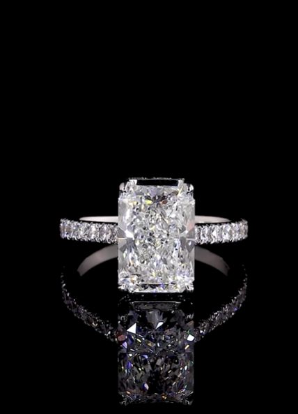Devi Radiant Hidden Halo Moissanite Engagement Ring