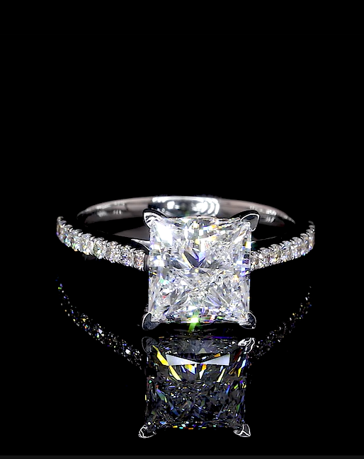 Aveline Princess Diamond Band Moissanite Engagement Ring