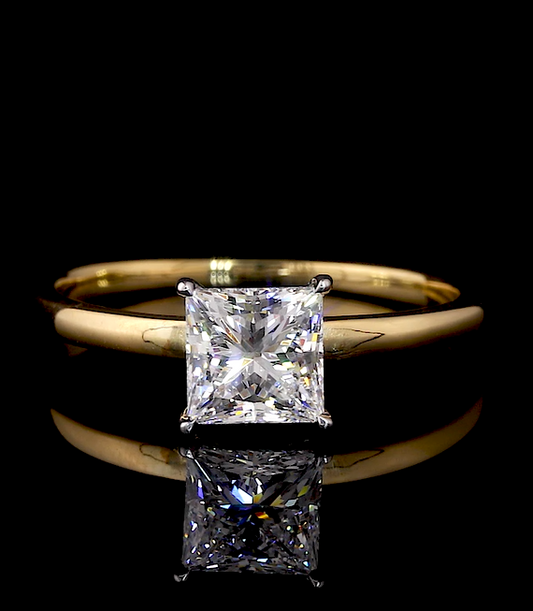 Kalista Princess Two Tone Solitaire Moissanite Engagement Ring