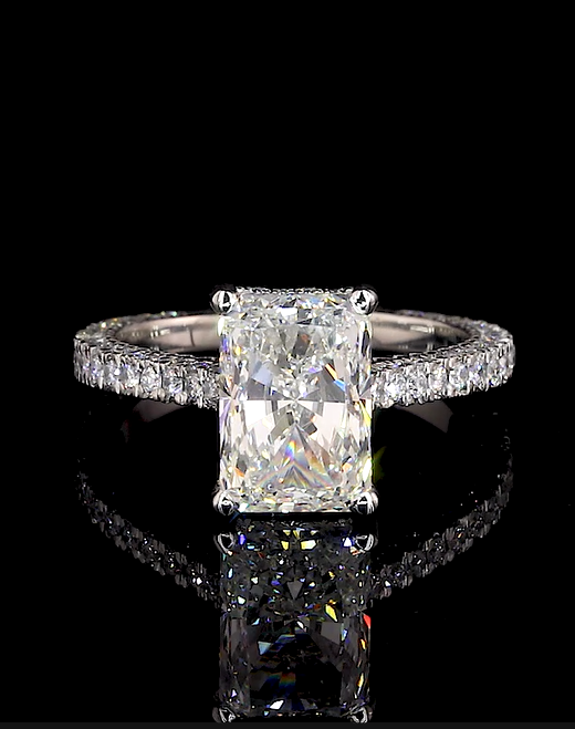 Kalaya Radiant Hidden Halo Moissanite Engagement Ring