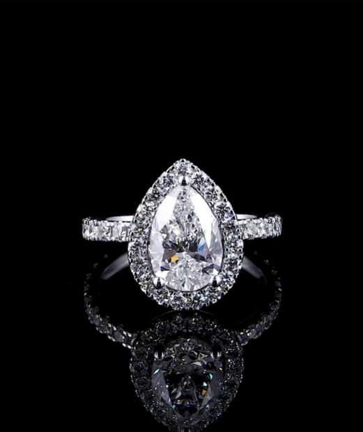 Lucia Pear Halo Moissanite Engagement Ring