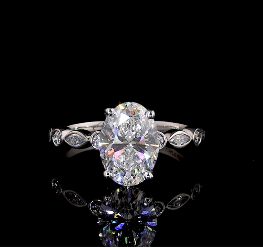 Pailin Oval Unique Moissanite Engagement Ring
