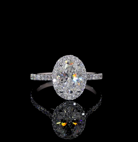 Joliette Oval Halo Moissanite Engagement Ring