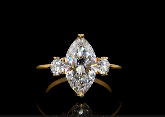 Kaori Marquise Three Stone Moissanite Engagement Ring