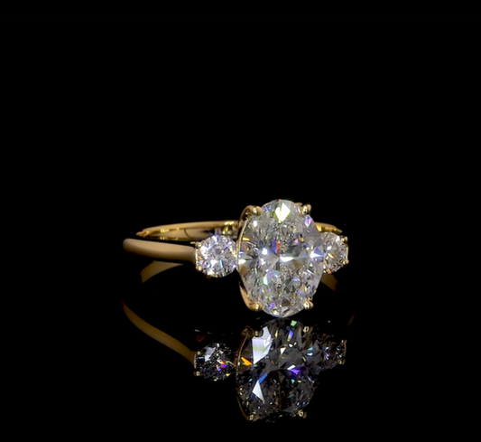 Myra Oval Three Stone Moissanite Engagement Ring