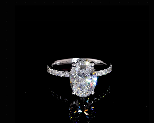 Yati Oval Diamond Band Moissanite Engagement Ring