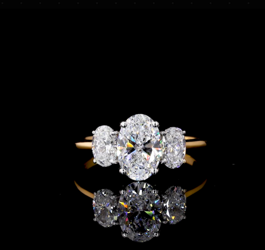 Elspeth Oval Three Stone Moissanite Engagement Ring