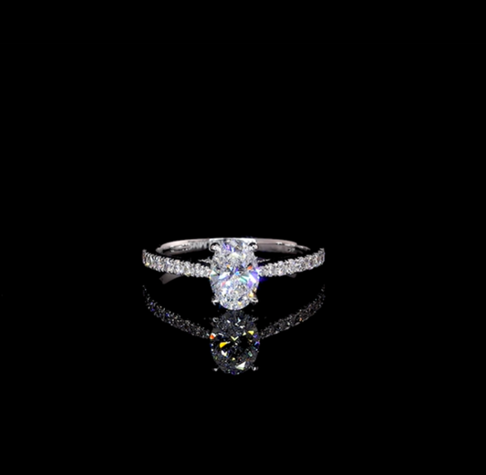 Yvette Oval Hidden Halo Moissanite Engagement Ring