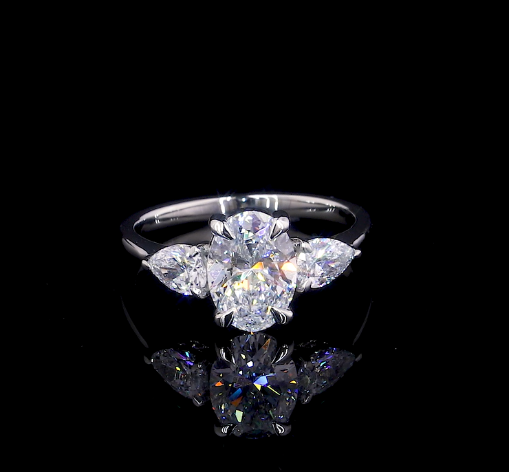 Verity Oval Three Stone Moissanite Engagement Ring
