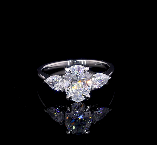 Verity Oval Three Stone Moissanite Engagement Ring