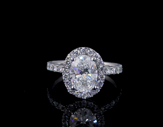 Lucia Oval Halo Moissanite Engagement Ring