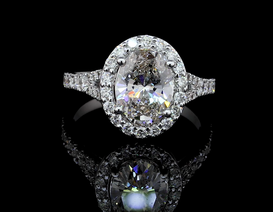 Dove Oval Halo Moissanite Engagement Ring