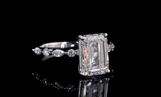 Pailin Emerald Unique Moissanite Engagement Ring